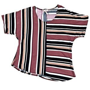 Vintage C'este La Vie Colorful Striped Womens Shirt Size Large - Made in the USA